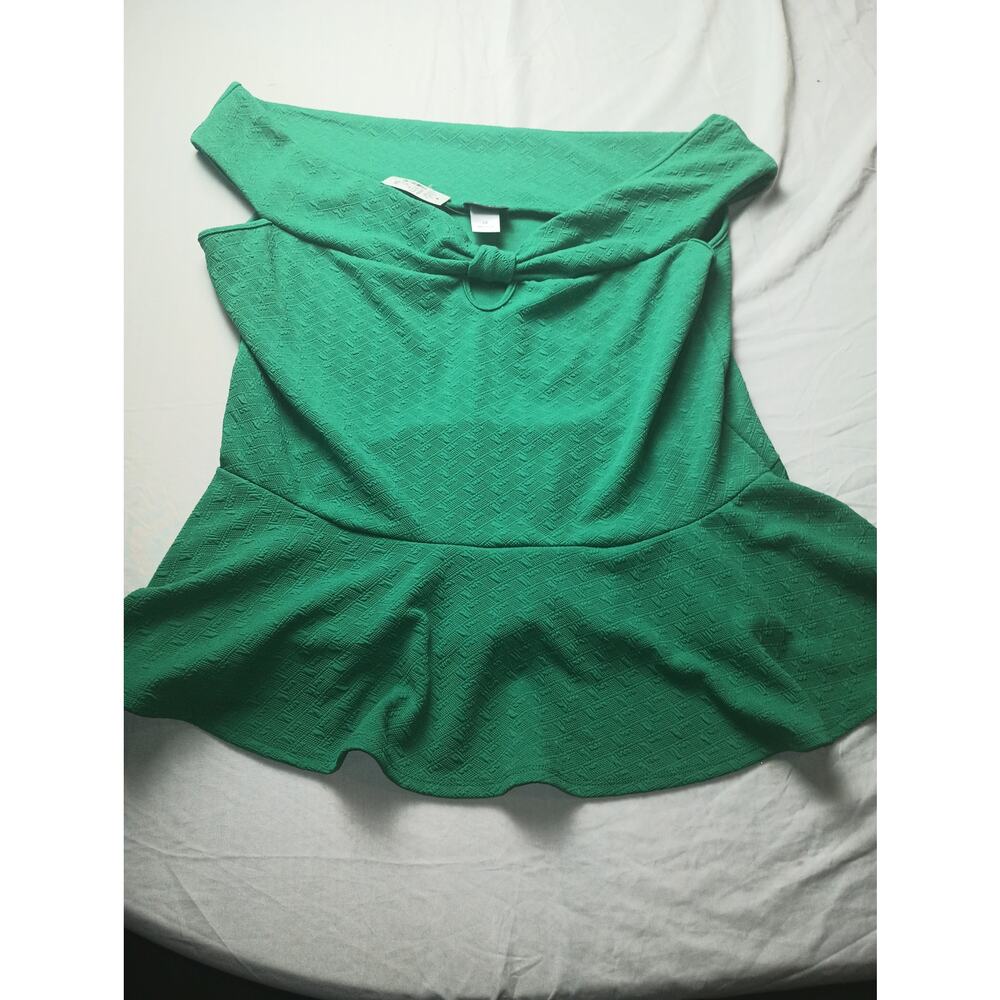 Dots Green Baby Doll Blouse Top Y2K‎ 2X NWT